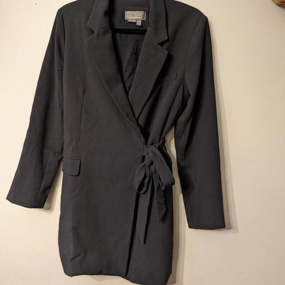 Anthropologie Black Blazer Tie Open Back Dress - 6 - Picture 4 of 6